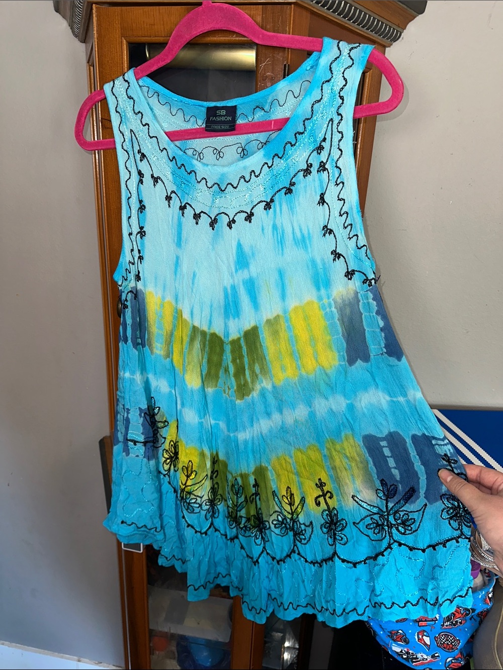 Women's Turquoise Tie-Dye Sleeveless Top